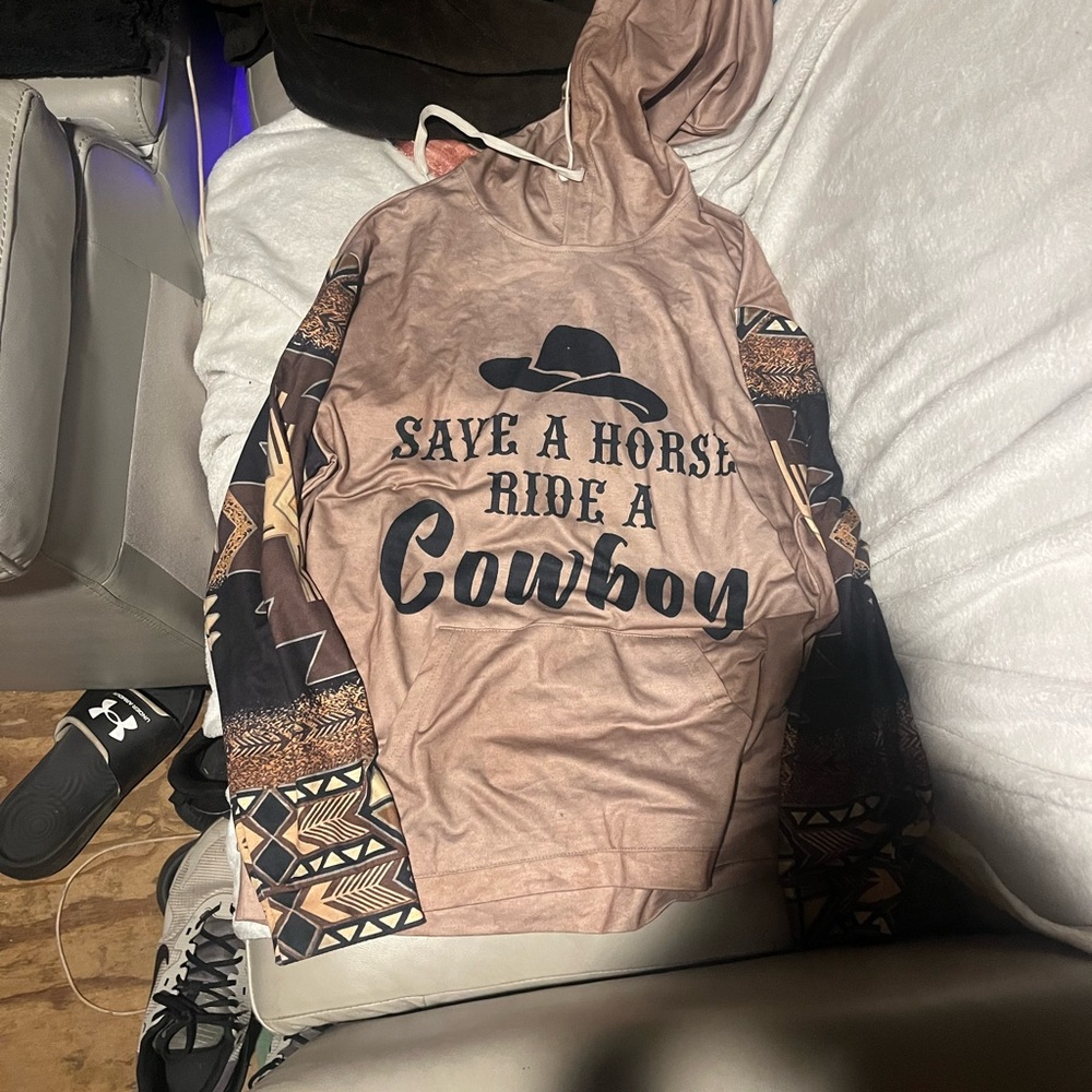 Cowboy Themed Hoodie - Brown